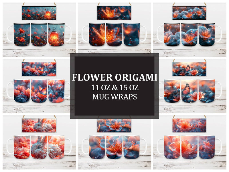 Flower Origami 4 Mug Wrap - CraftNest