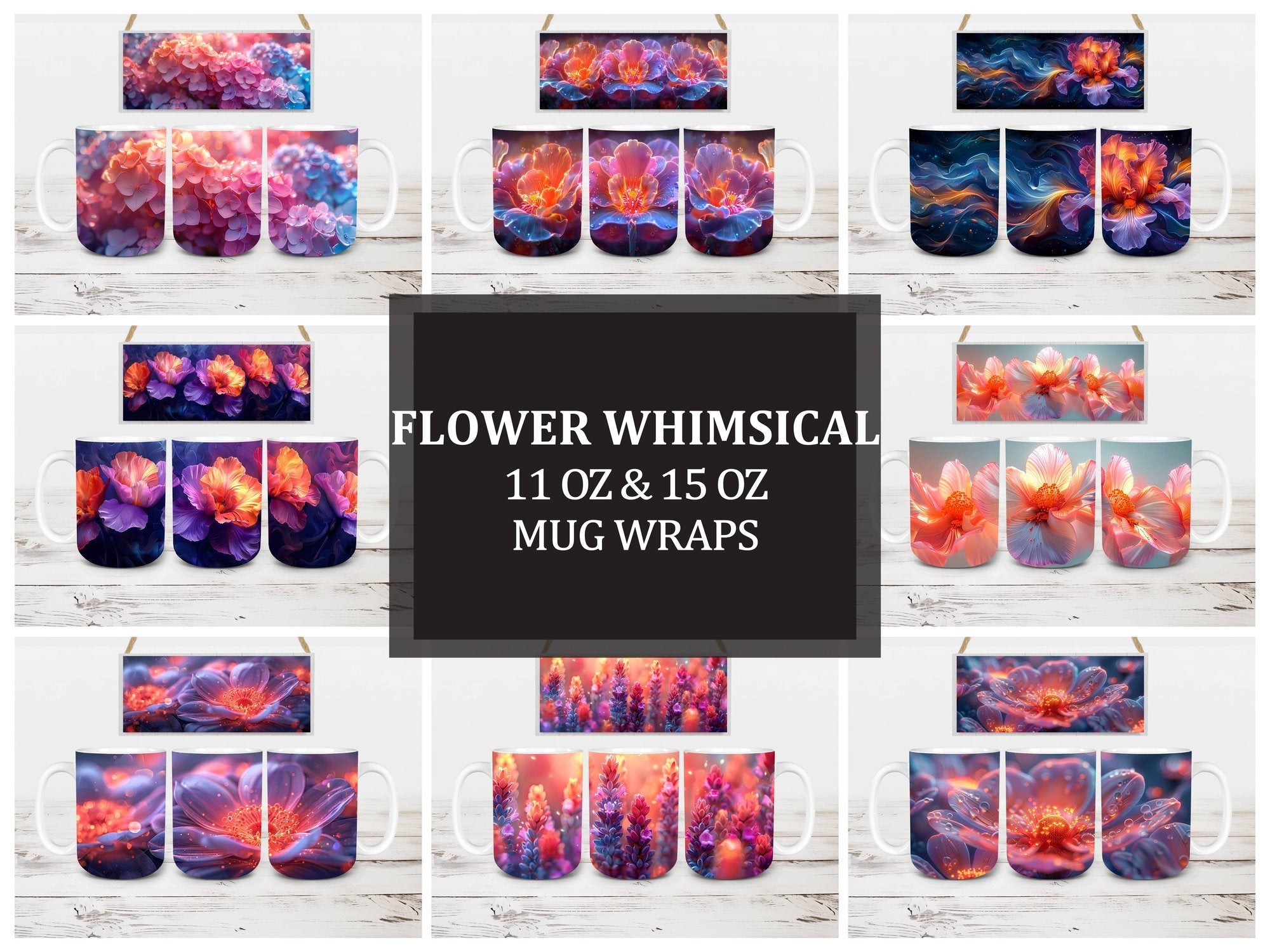 Flower Whimsical 4 Mug Wrap - CraftNest