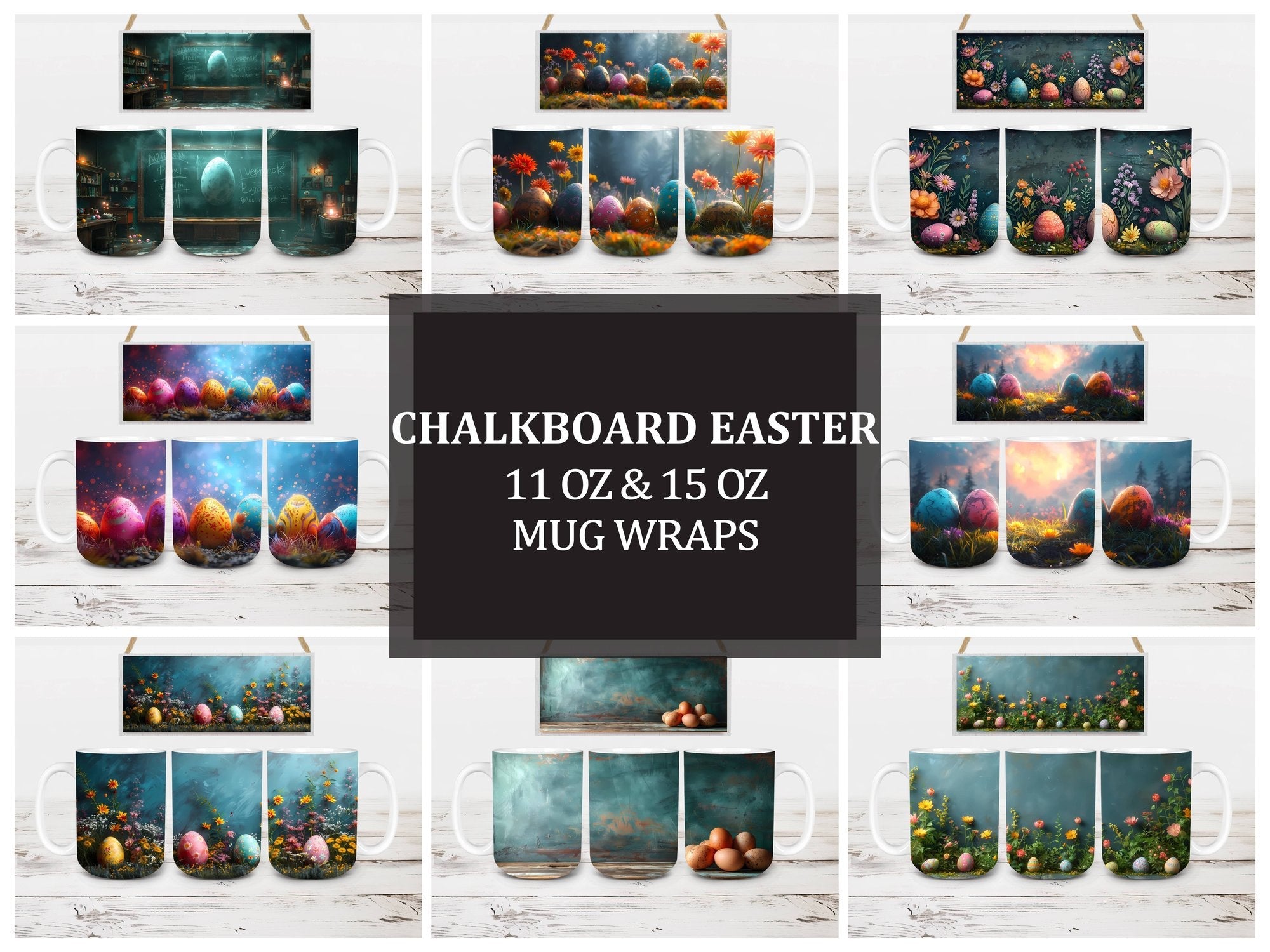 Chalkboard Easter 3 Mug Wrap - CraftNest