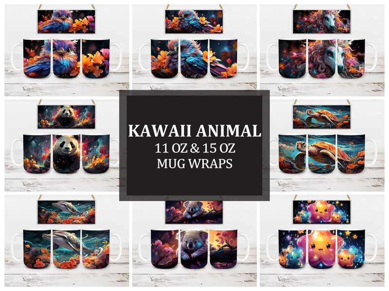 Kawaii Animal 3 Mug Wrap - CraftNest