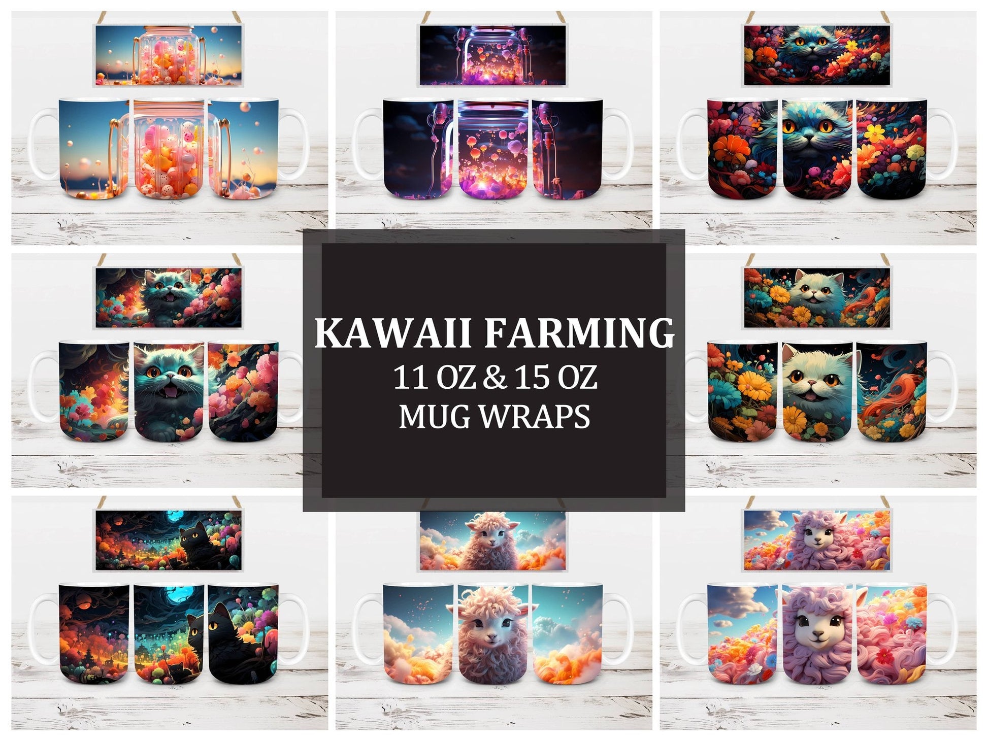 Kawaii Farming 6 Mug Wrap - CraftNest