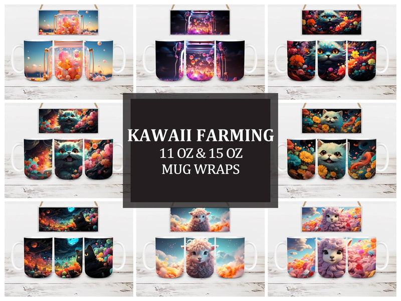 Kawaii Farming 6 Mug Wrap - CraftNest