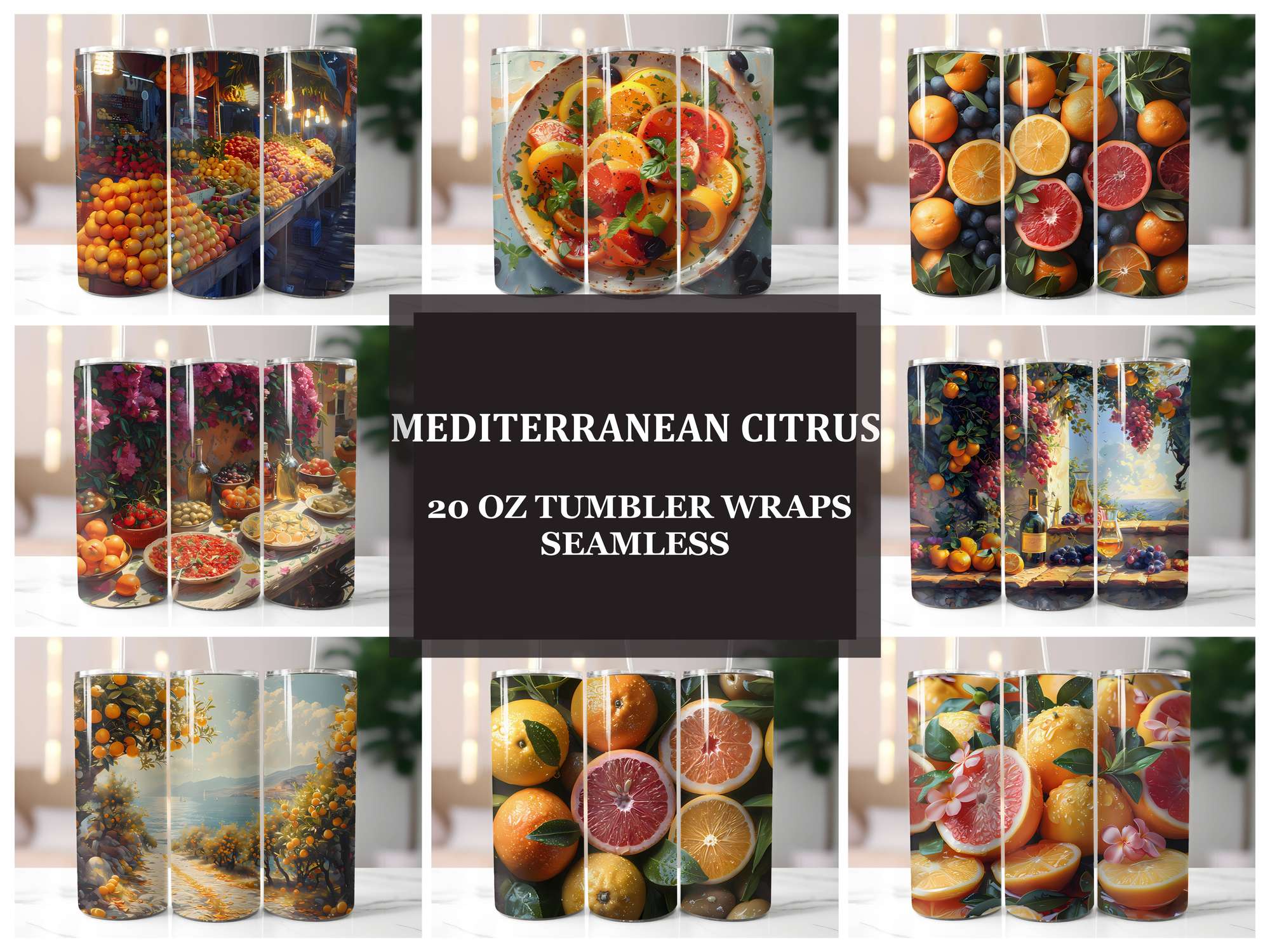 Mediterranean Citrus 2 Tumbler Wrap - CraftNest - Digital Crafting and Art