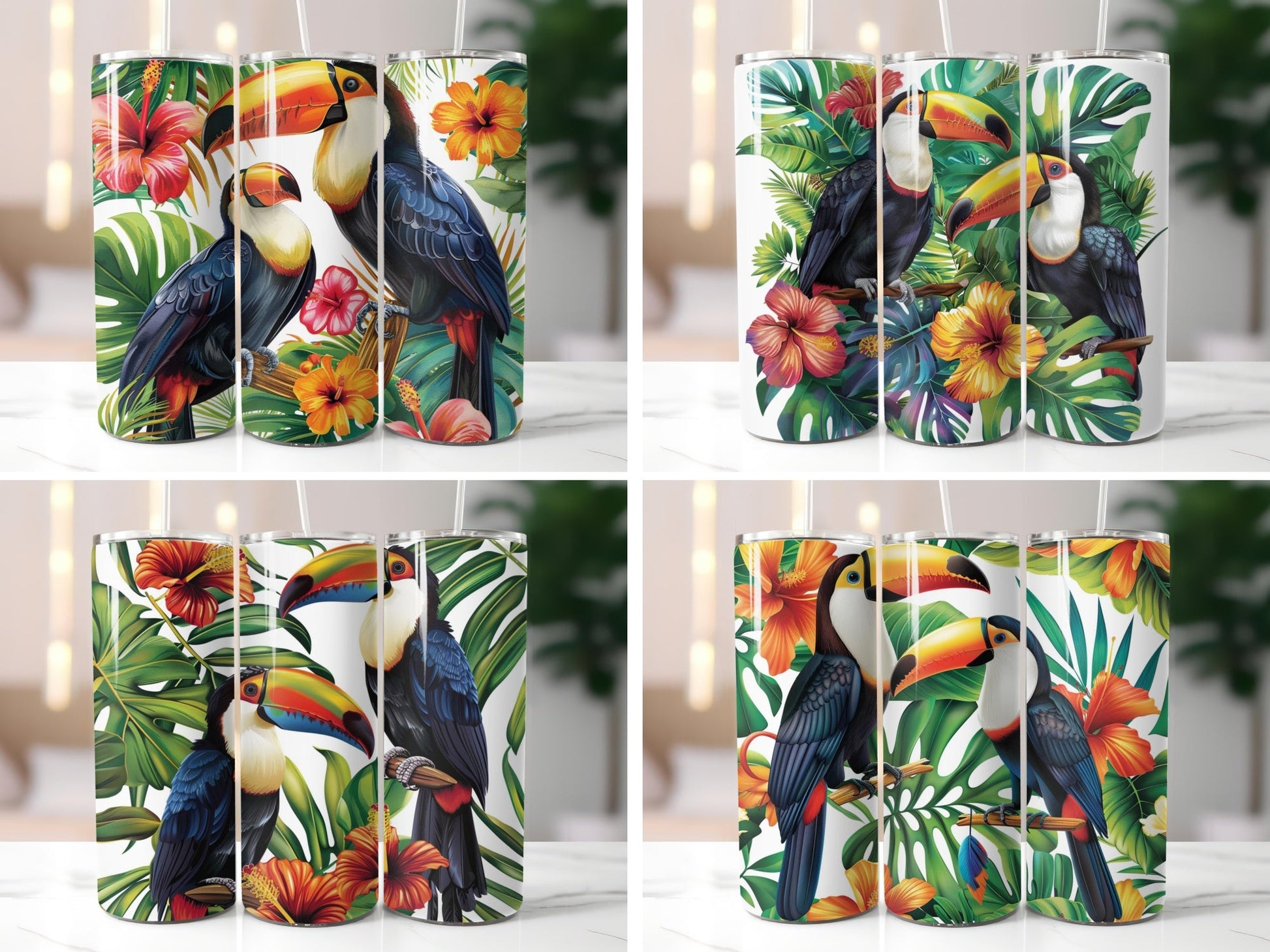 Tropical Toucan Paradise Tumbler Wrap - CraftNest - Digital Crafting and Art