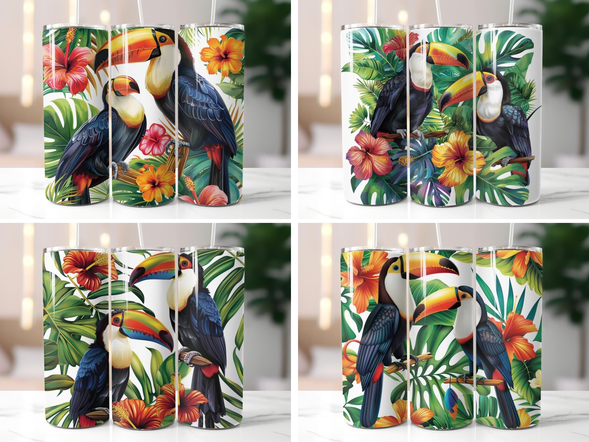 Tropical Toucan Paradise Tumbler Wrap - CraftNest - Digital Crafting and Art