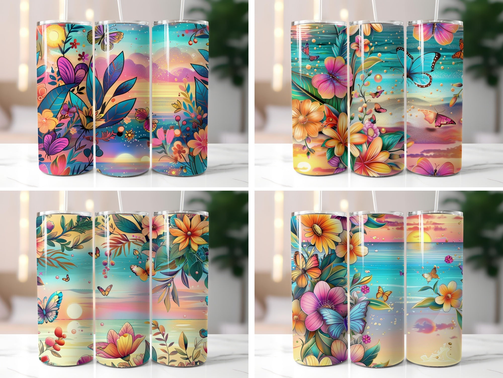 Tropical Sunset Paradise Tumbler Wrap - CraftNest - Digital Crafting and Art