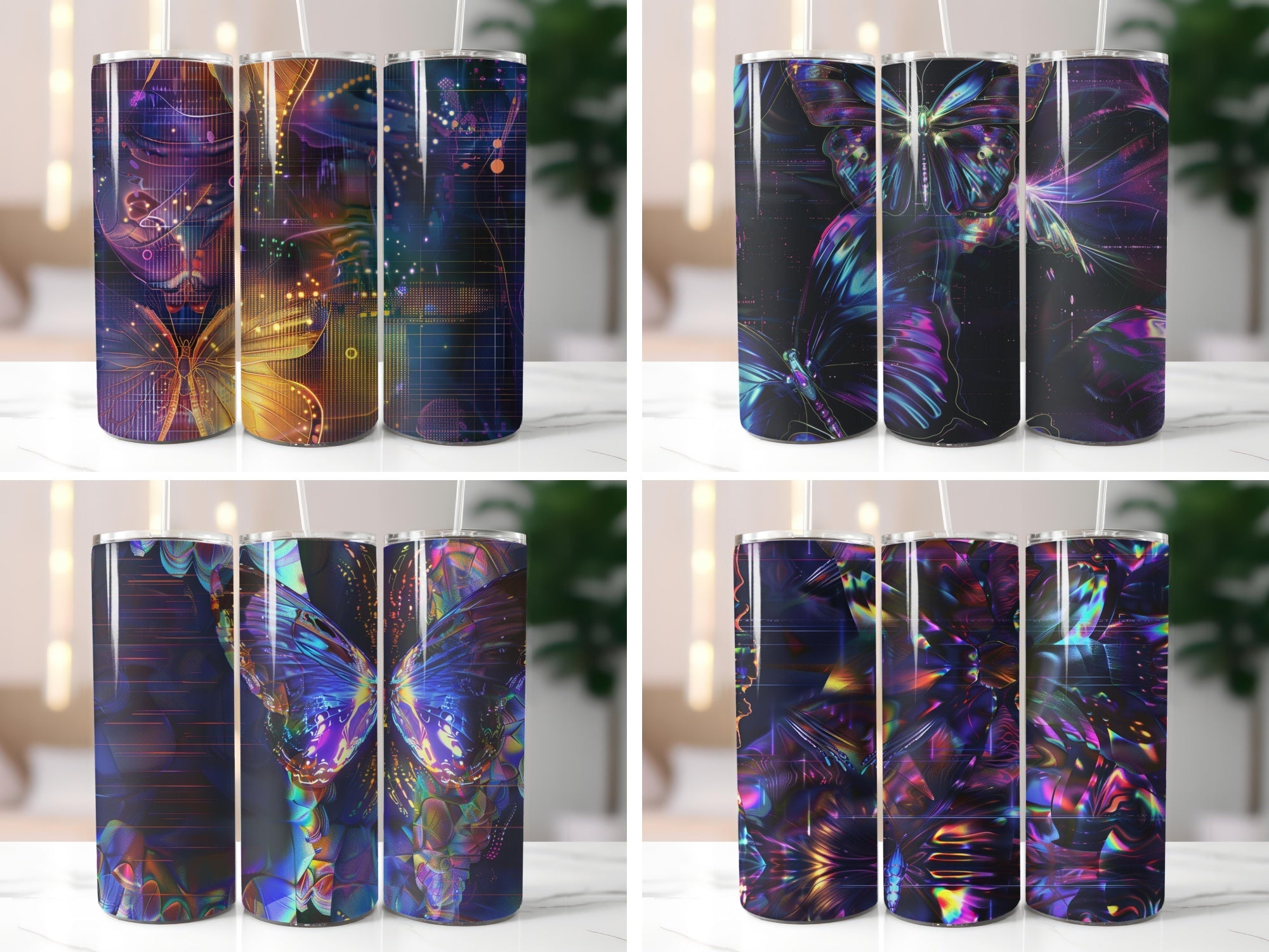 Holographic Butterfly Tumbler Wrap - CraftNest - Digital Crafting and Art