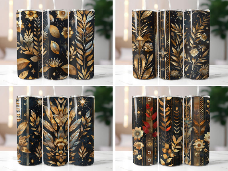 Golden Art Deco Floral Tumbler Wrap - CraftNest - Digital Crafting and Art