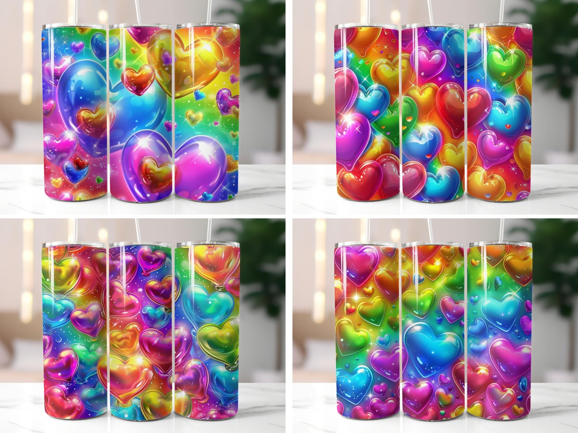 Vibrant Balloon Hearts Tumbler Wrap - CraftNest - Digital Crafting and Art