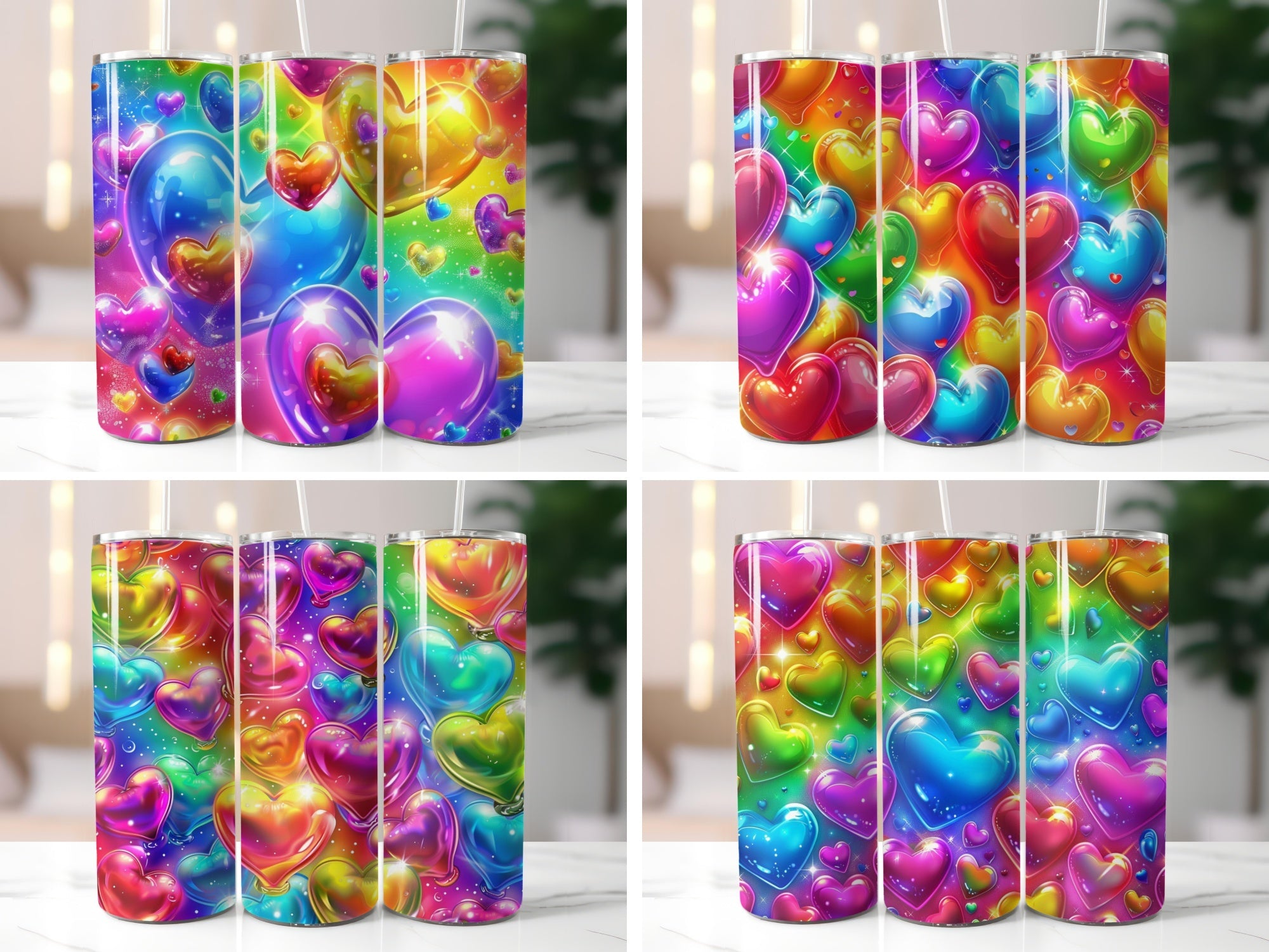 Vibrant Balloon Hearts Tumbler Wrap - CraftNest - Digital Crafting and Art