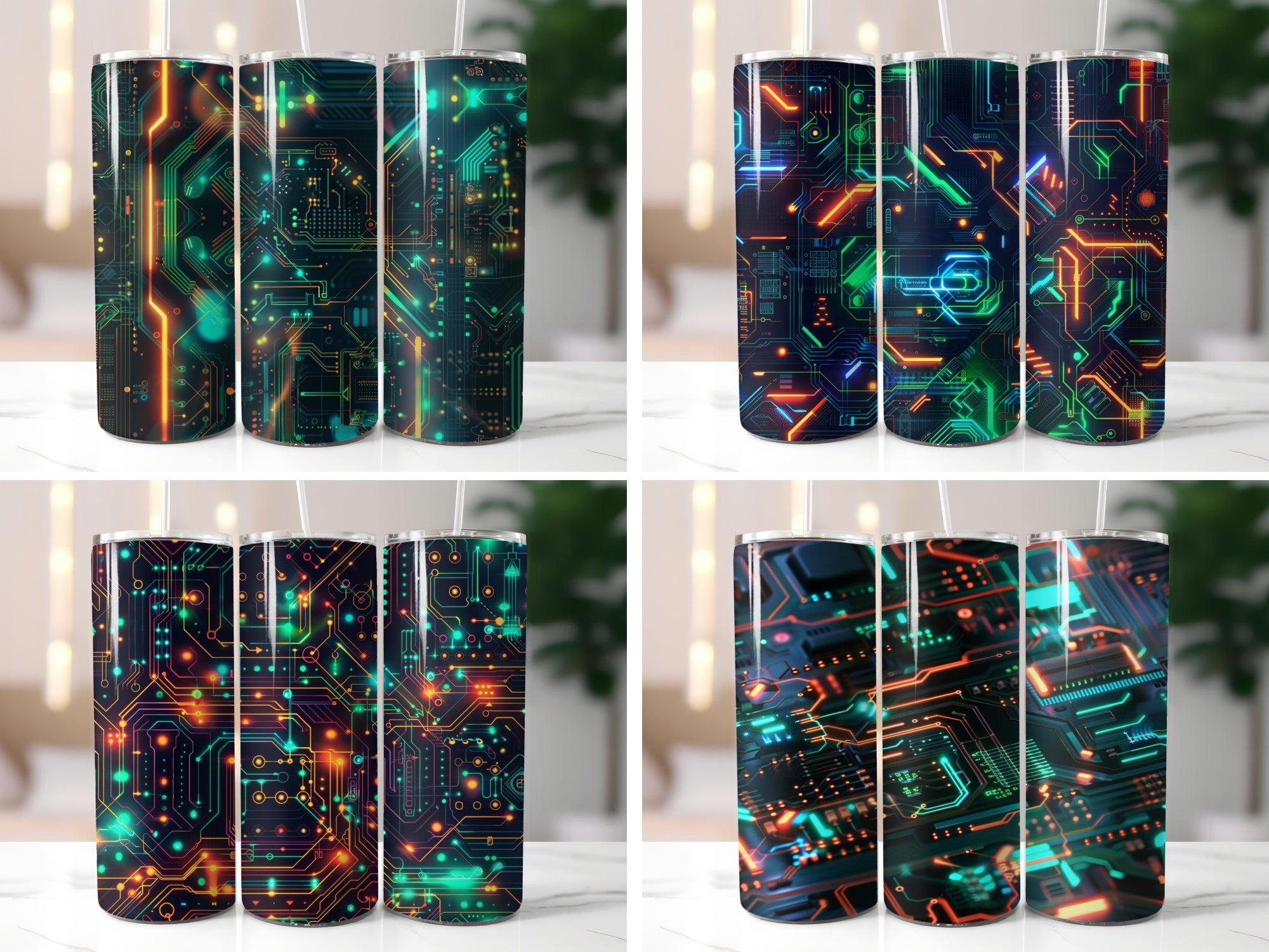 Neon Tech Circuit Tumbler Wrap - CraftNest - Digital Crafting and Art