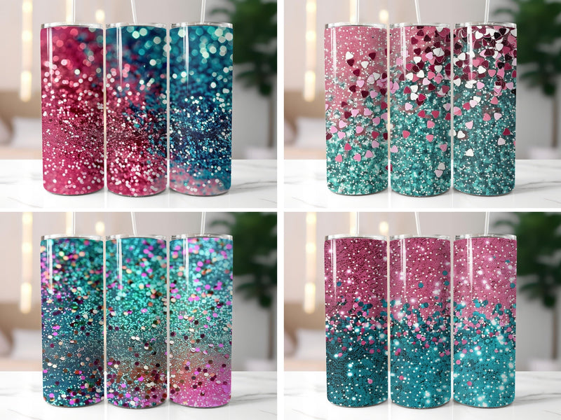 Neon Pink and Turquoise Glitter Tumbler - CraftNest - Digital Crafting and Art