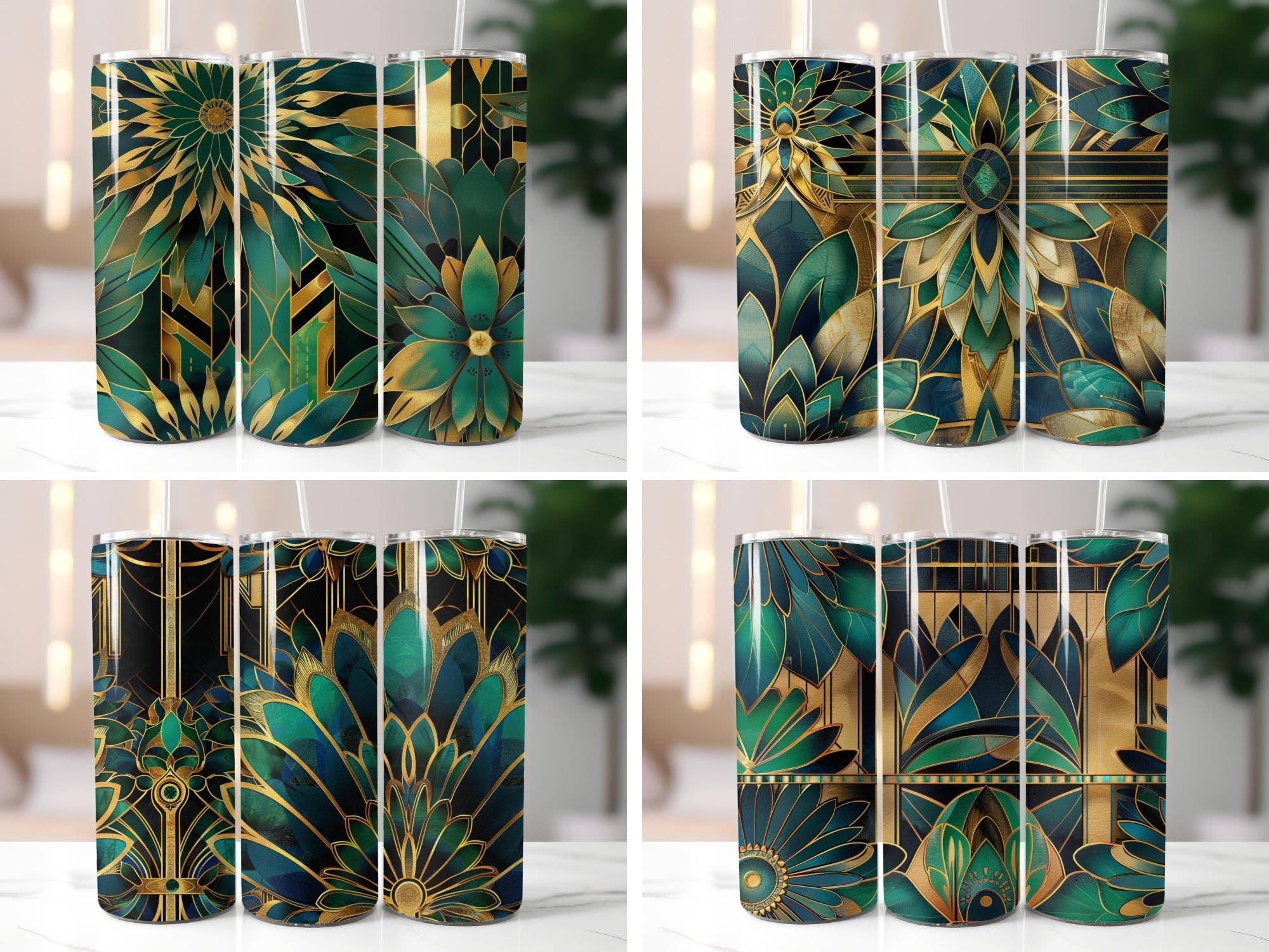 Art Deco Floral Tumbler Wrap - CraftNest - Digital Crafting and Art