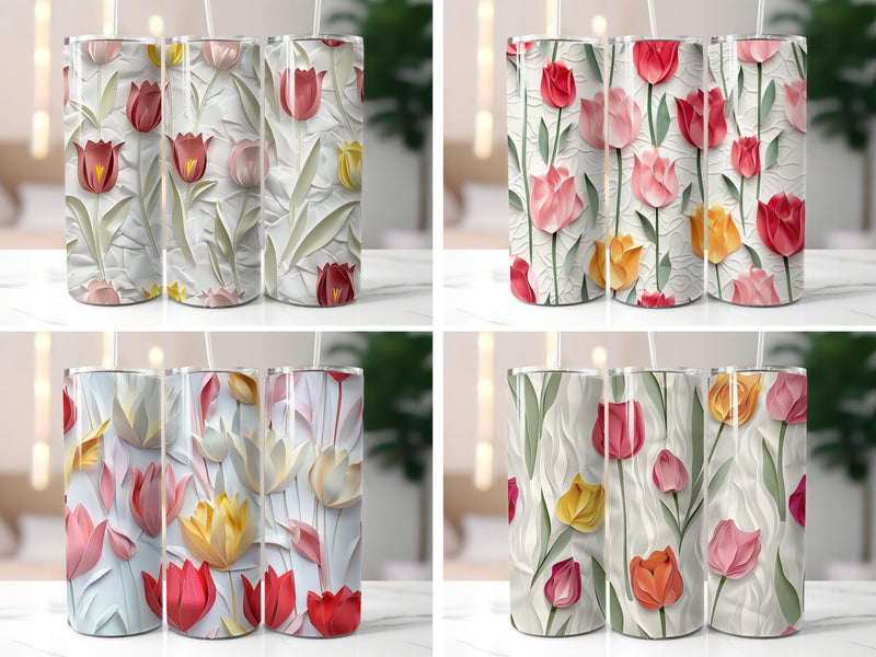 Paper Style Tulips Tumbler Wrap - CraftNest - Digital Crafting and Art
