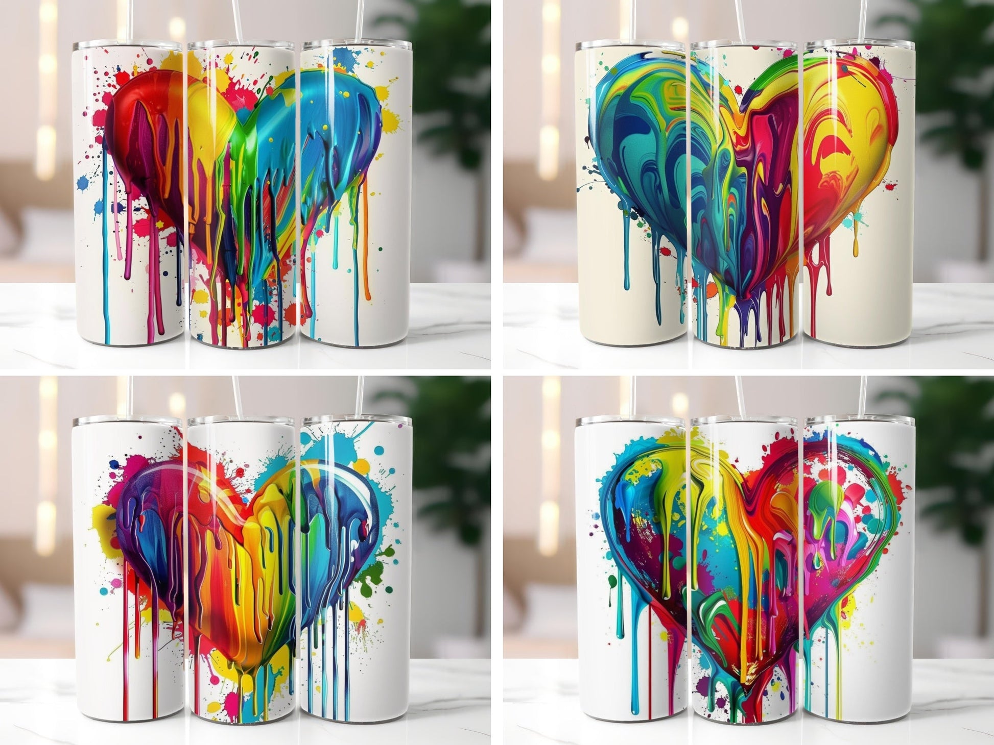 Dripping Rainbow Heart Tumbler Wrap - CraftNest - Digital Crafting and Art