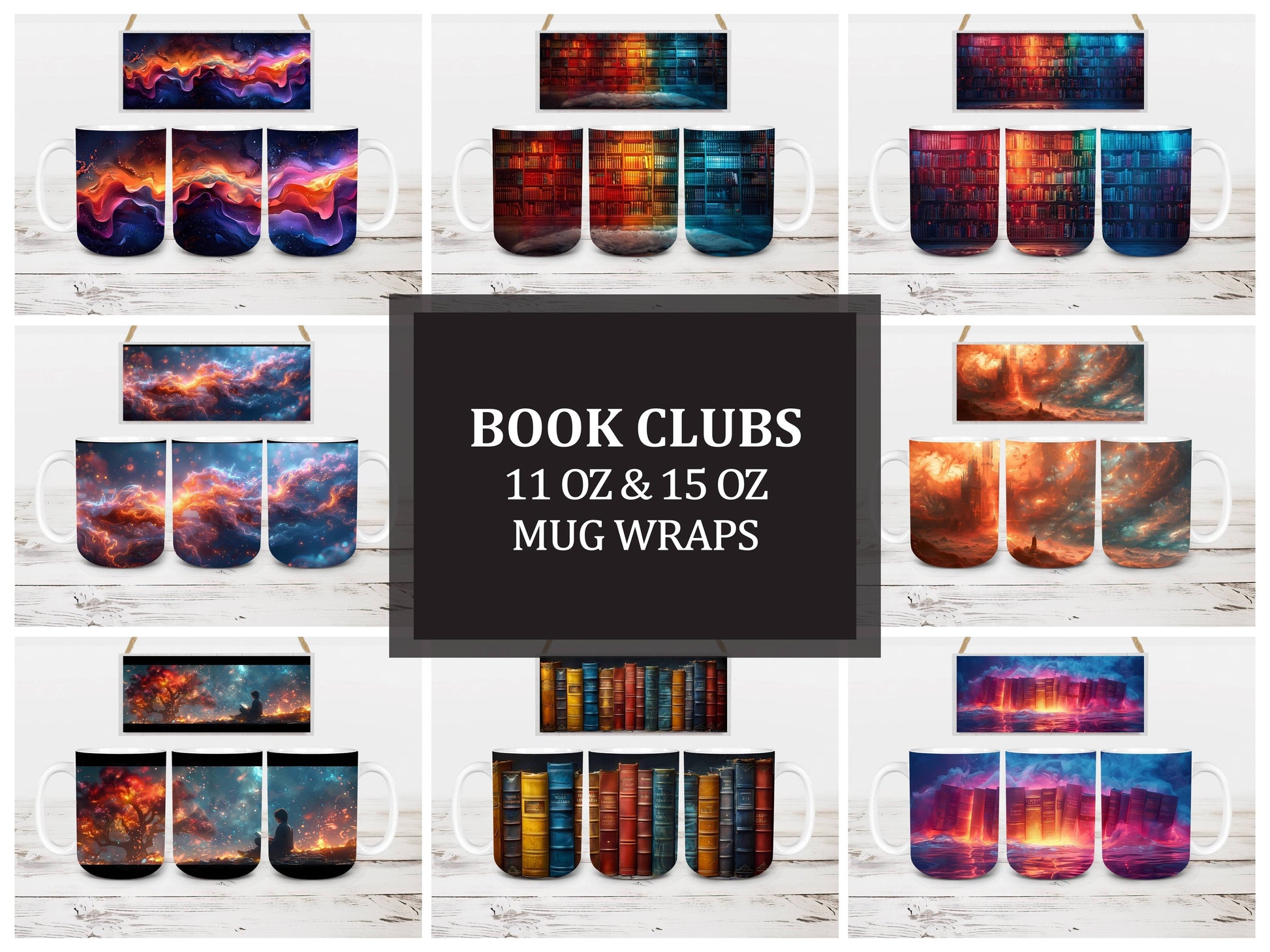 Book Clubs 1 Mug Wrap - CraftNest - Digital Crafting and Art