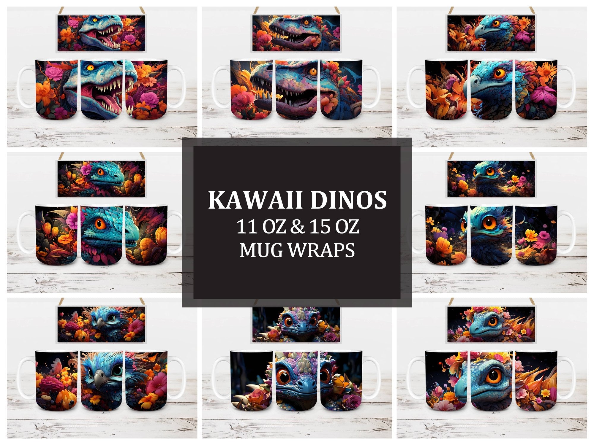 Kawaii Dinos 3 Mug Wrap - CraftNest