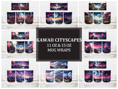 Kawaii Cityscapes 2 Mug Wrap - CraftNest