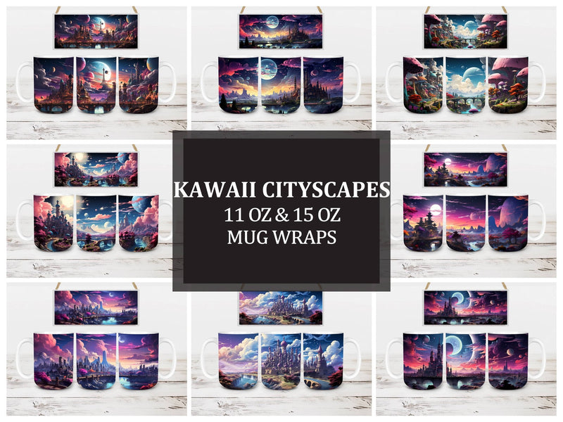 Kawaii Cityscapes 2 Mug Wrap - CraftNest