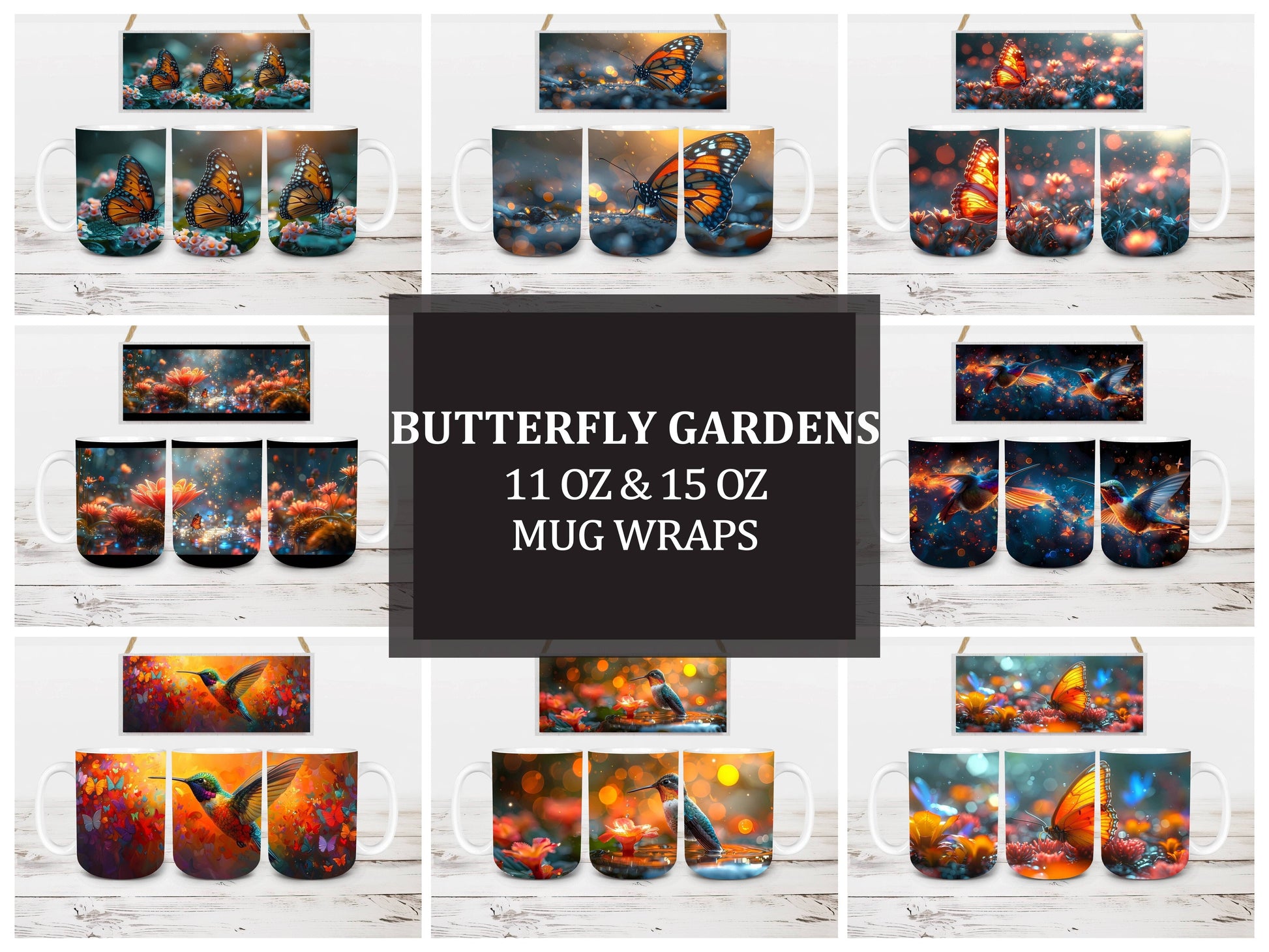Butterfly Gardens 3 Mug Wrap - CraftNest - Digital Crafting and Art