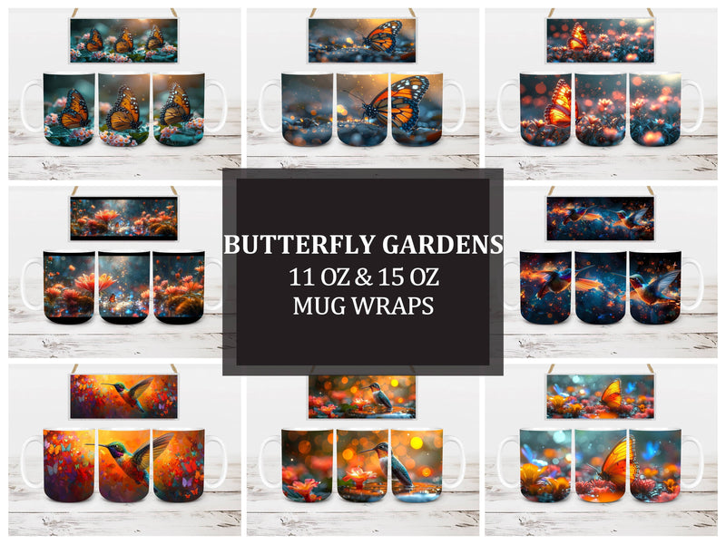 Butterfly Gardens 3 Mug Wrap - CraftNest - Digital Crafting and Art