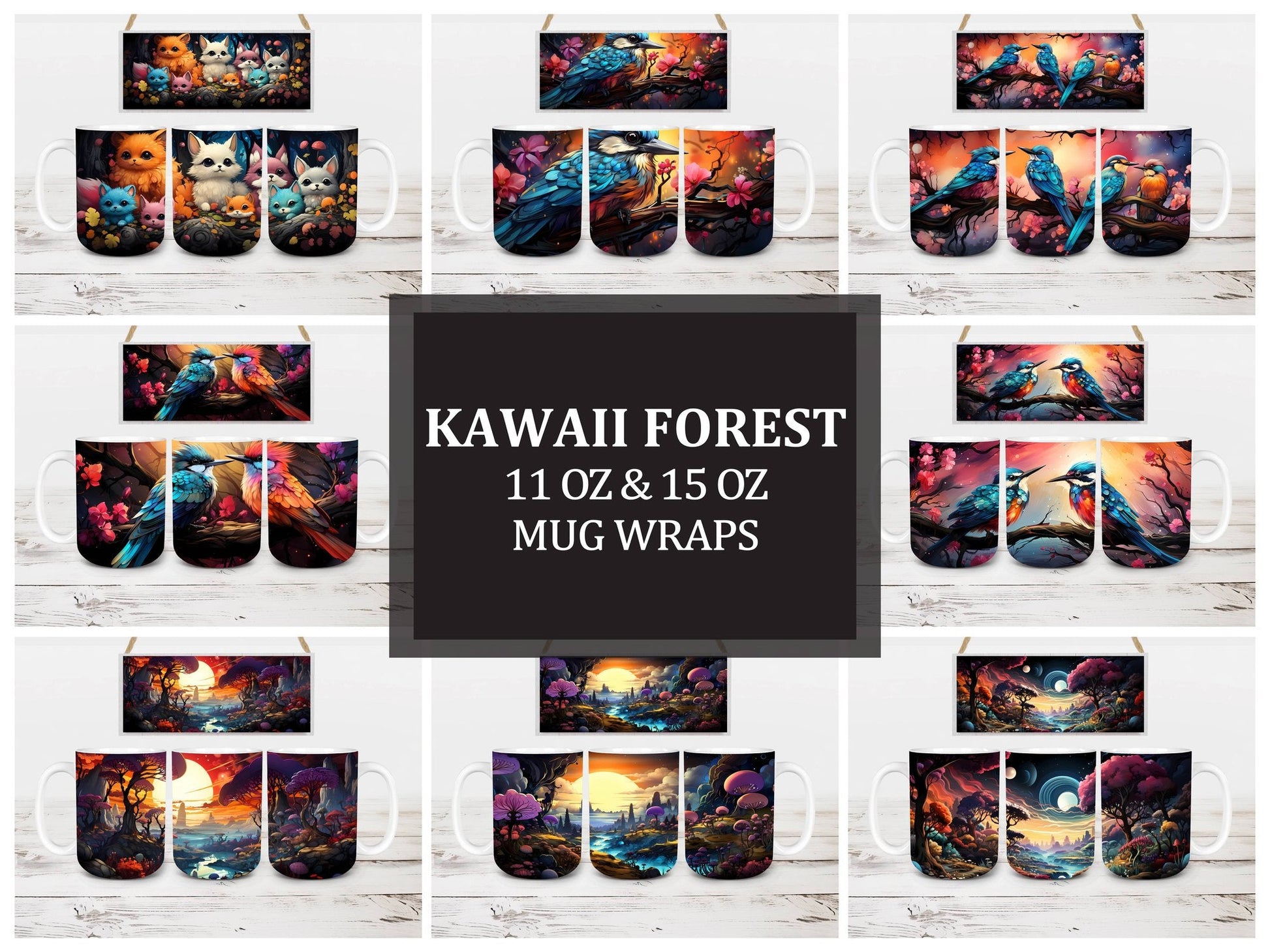 Kawaii Forest 5 Mug Wrap - CraftNest