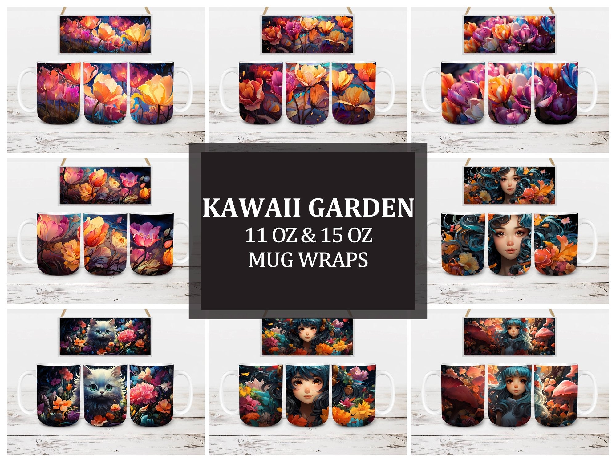 Kawaii Garden 8 Mug Wrap - CraftNest