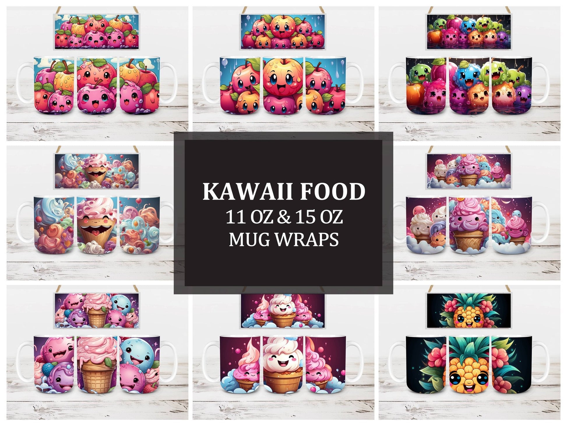 Kawaii Food 9 Mug Wrap - CraftNest