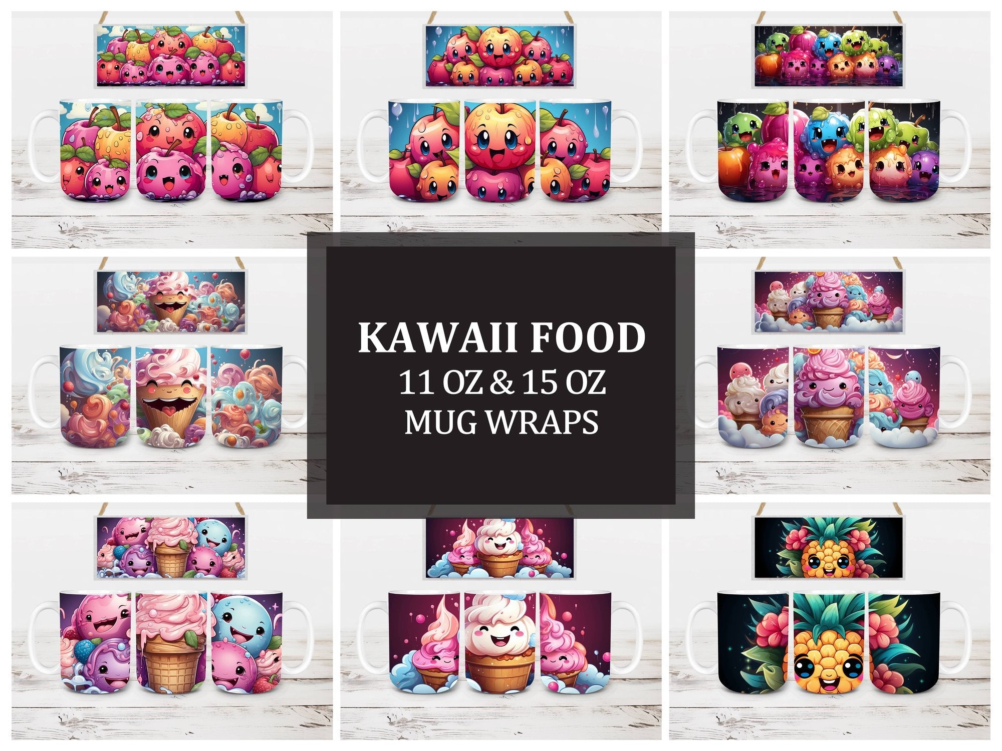 Kawaii Food 9 Mug Wrap - CraftNest