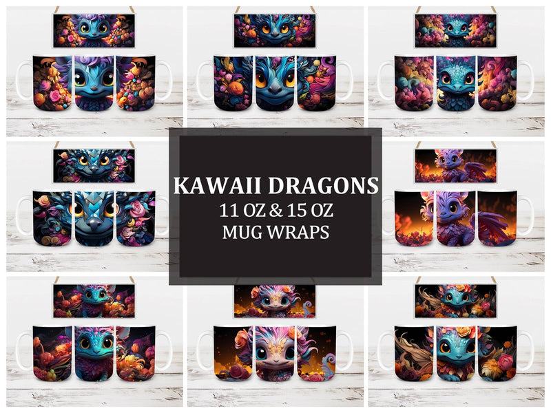 Kawaii Dragons 6 Mug Wrap - CraftNest