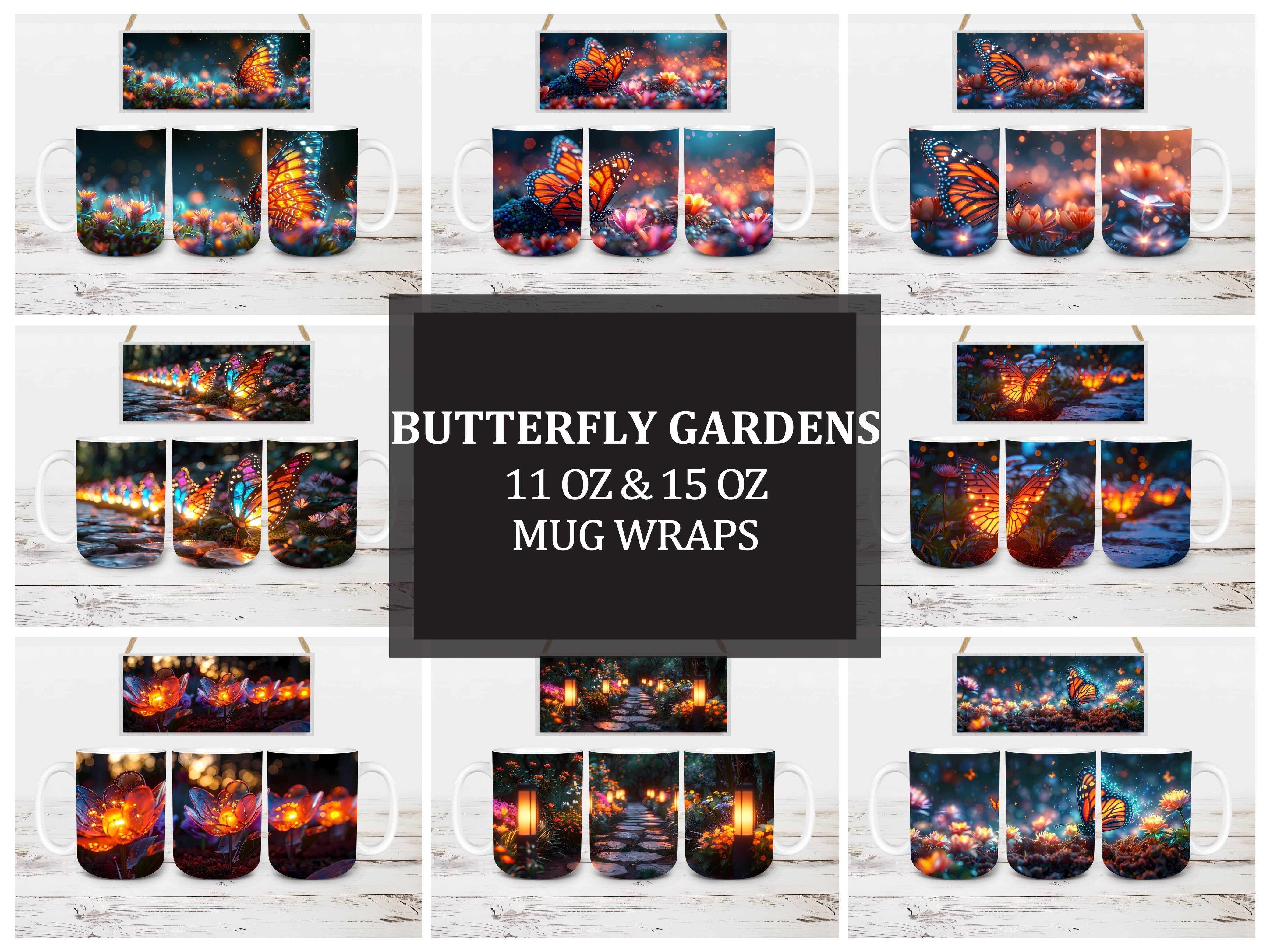Butterfly Gardens 4 Mug Wrap - CraftNest - Digital Crafting and Art