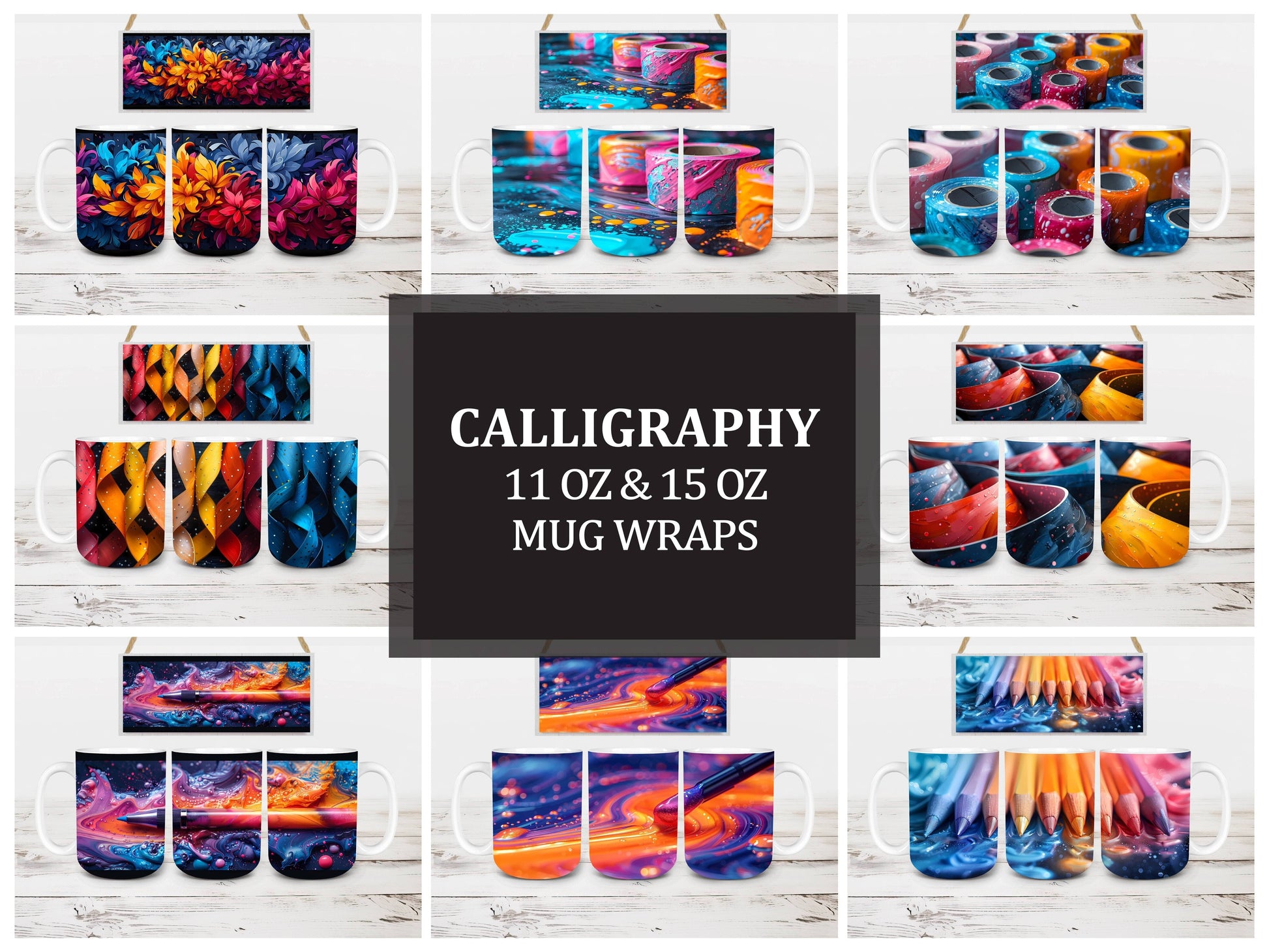 Calligraphy 2 Mug Wrap - CraftNest - Digital Crafting and Art