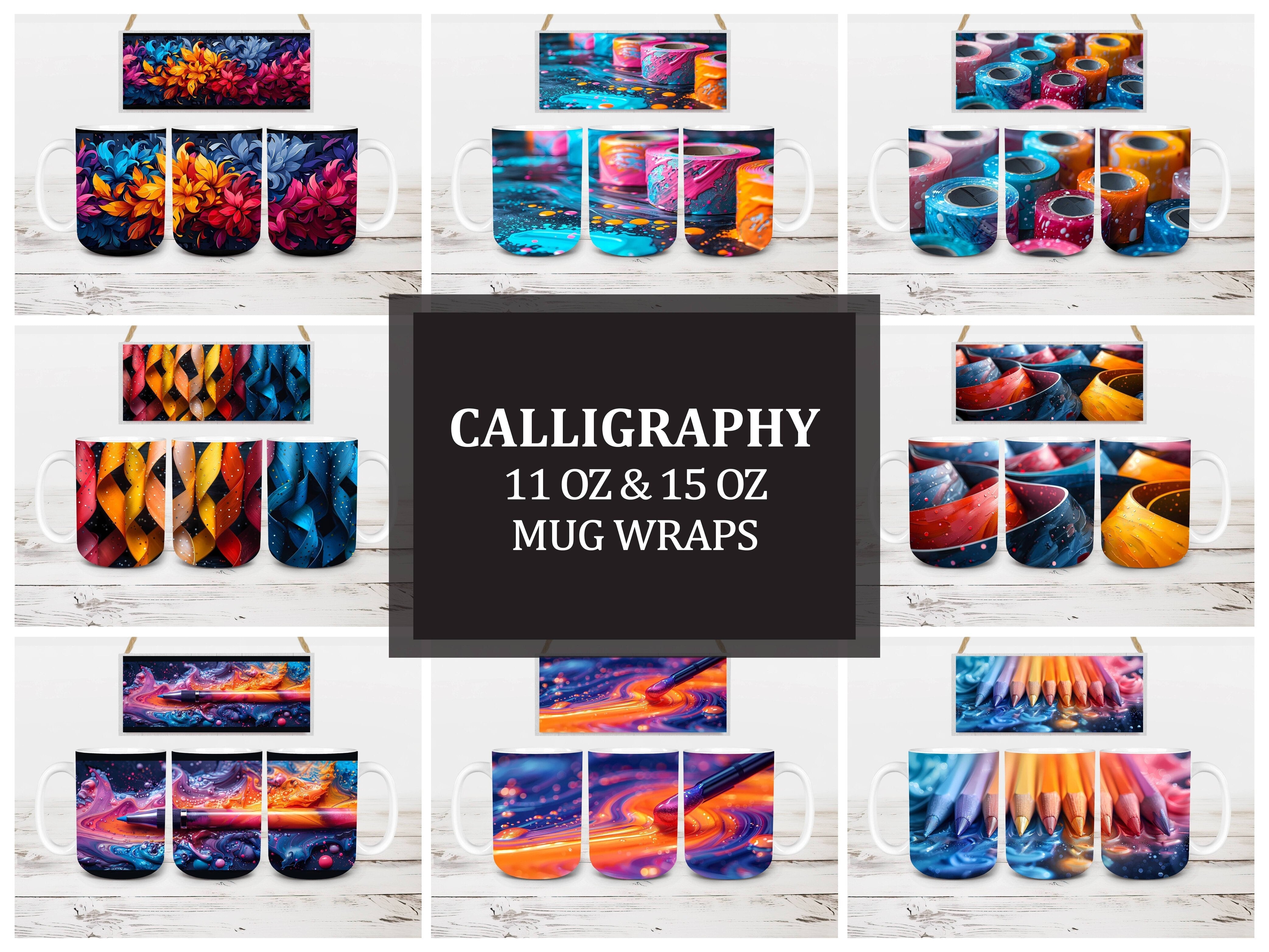 Calligraphy 2 Mug Wrap - CraftNest - Digital Crafting and Art