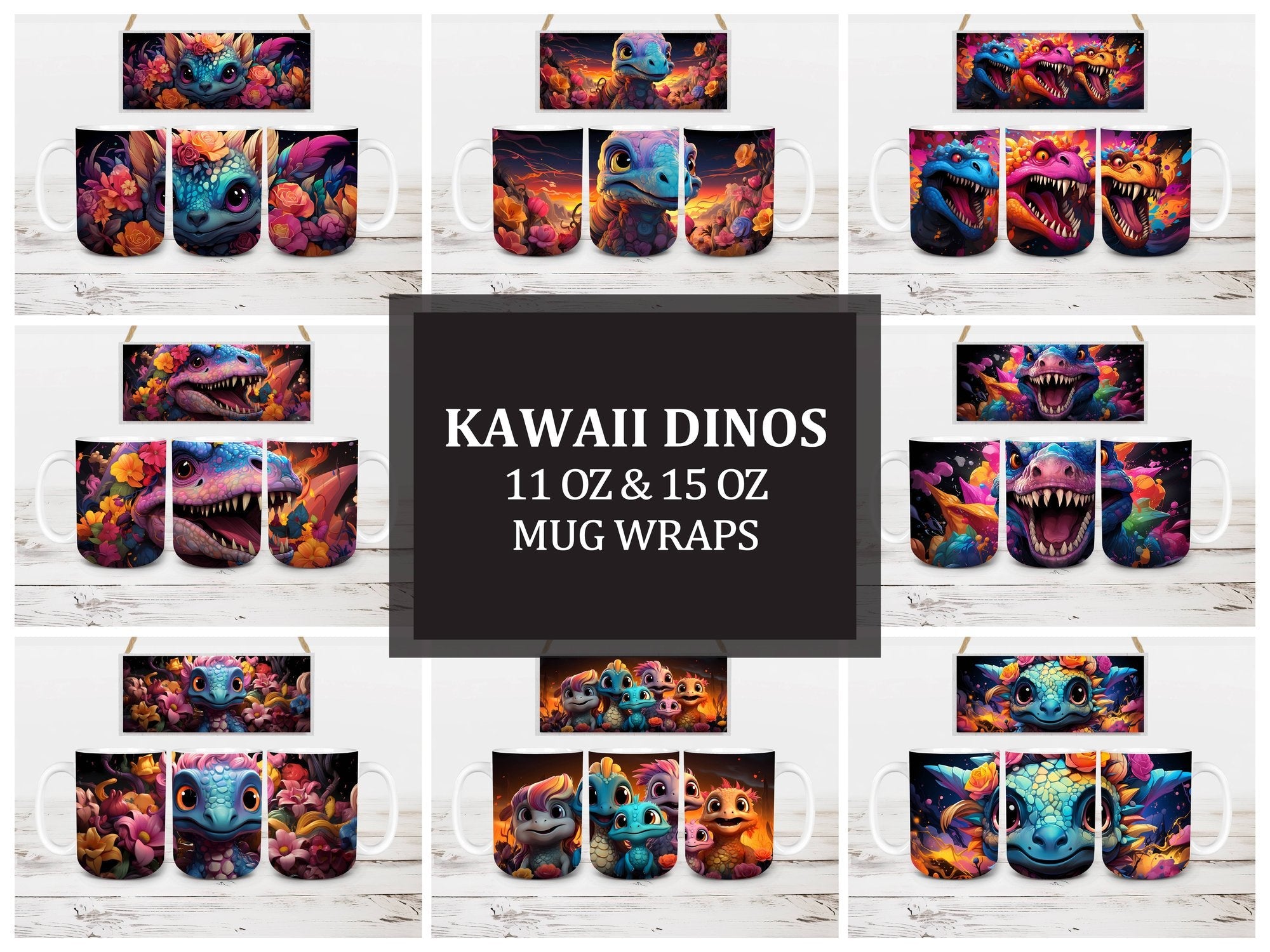 Kawaii Dinos 2 Mug Wrap - CraftNest