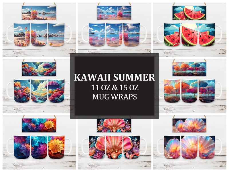 Kawaii Summer 2 Mug Wrap - CraftNest