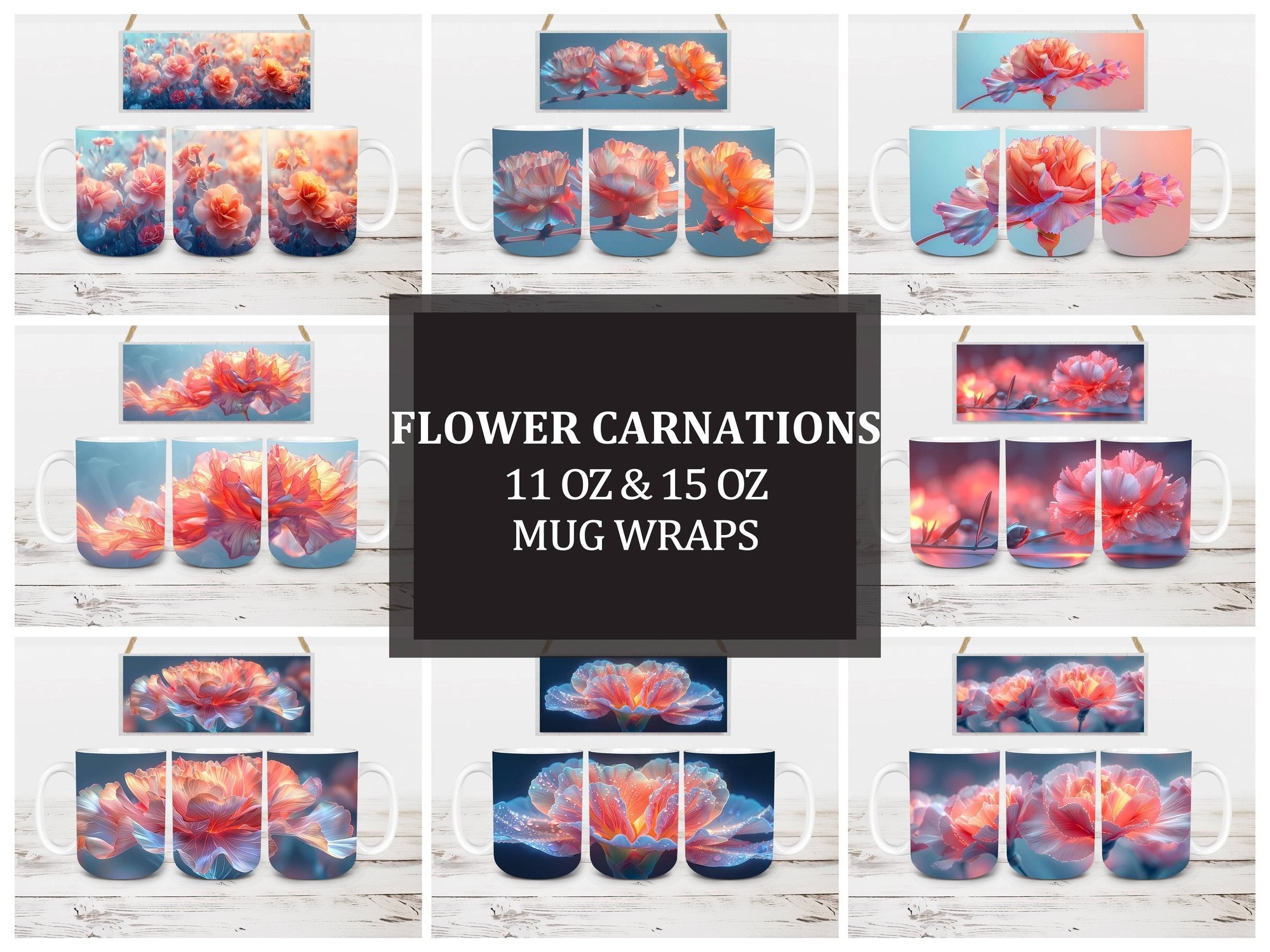 Flower Carnations 6 Mug Wrap - CraftNest