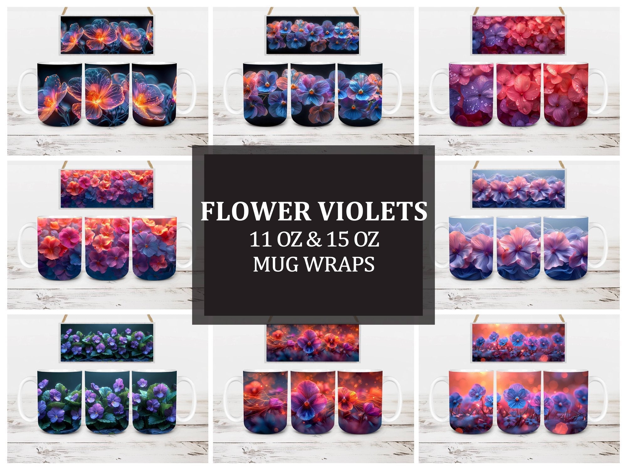 Flower Violets 8 Mug Wrap - CraftNest