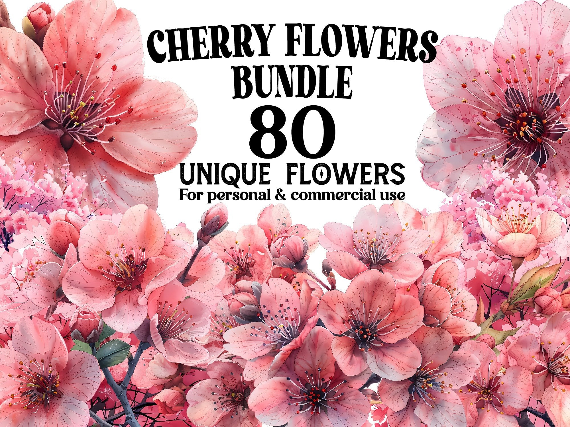 Cherry Flowers Clipart - CraftNest - Digital Crafting and Art