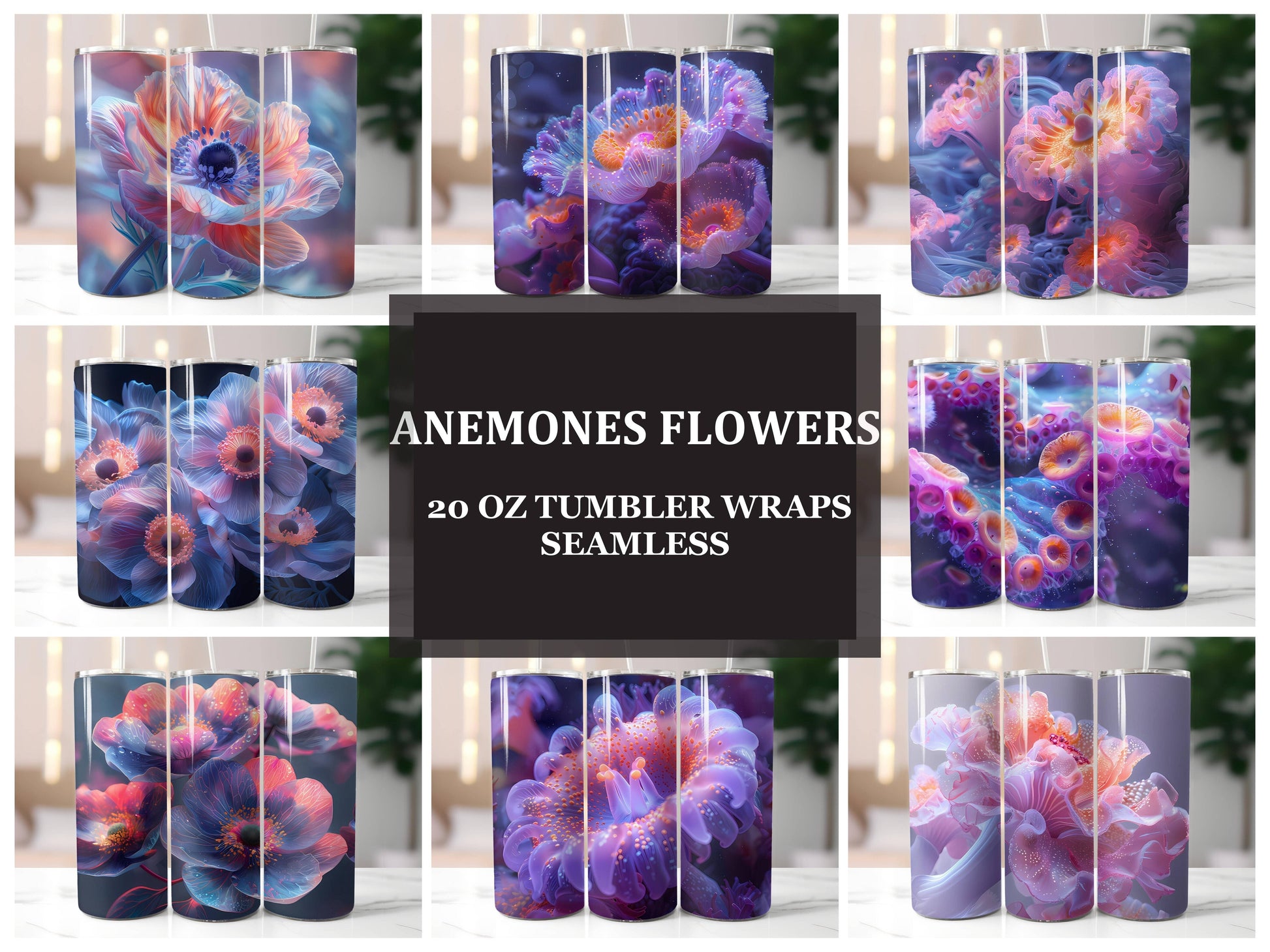 Anemones Flowers Tumbler Wrap - CraftNest - Digital Crafting and Art