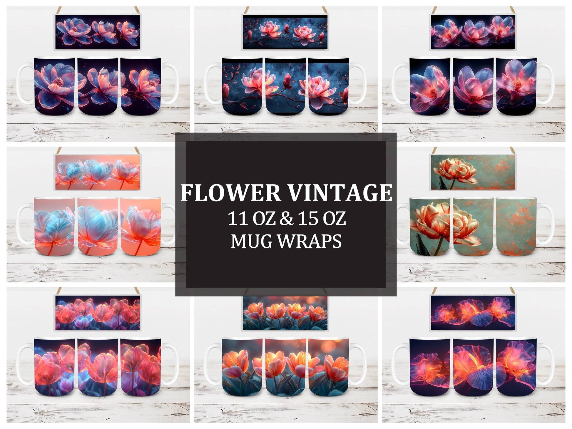 Flower Vintage 7 Mug Wrap - CraftNest