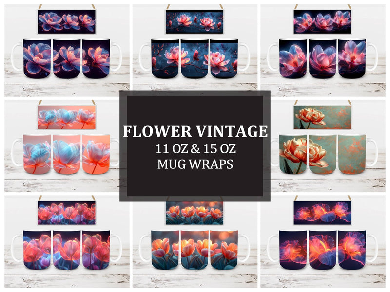 Flower Vintage 7 Mug Wrap - CraftNest