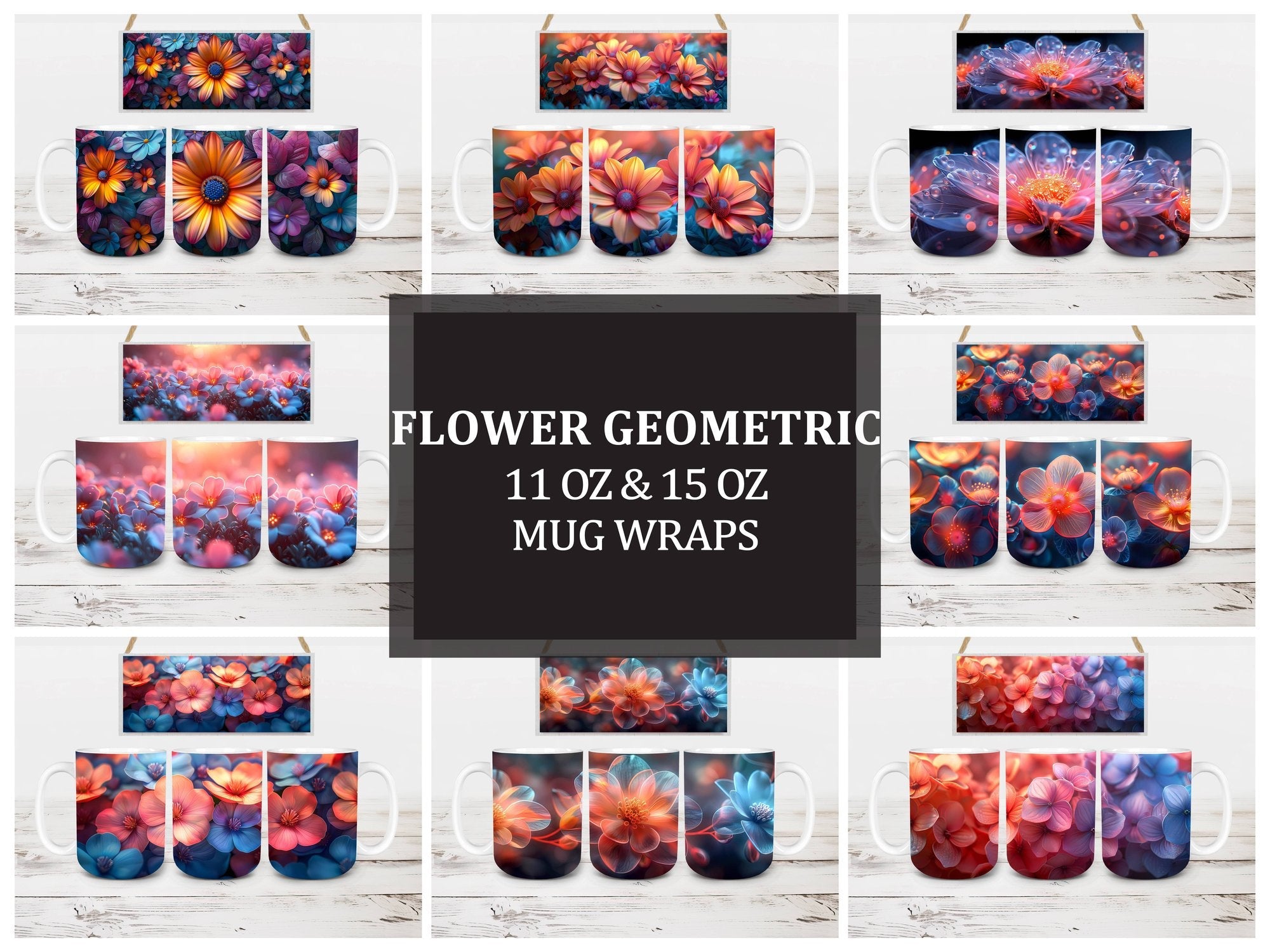 Flower Geometric 3 Mug Wrap - CraftNest