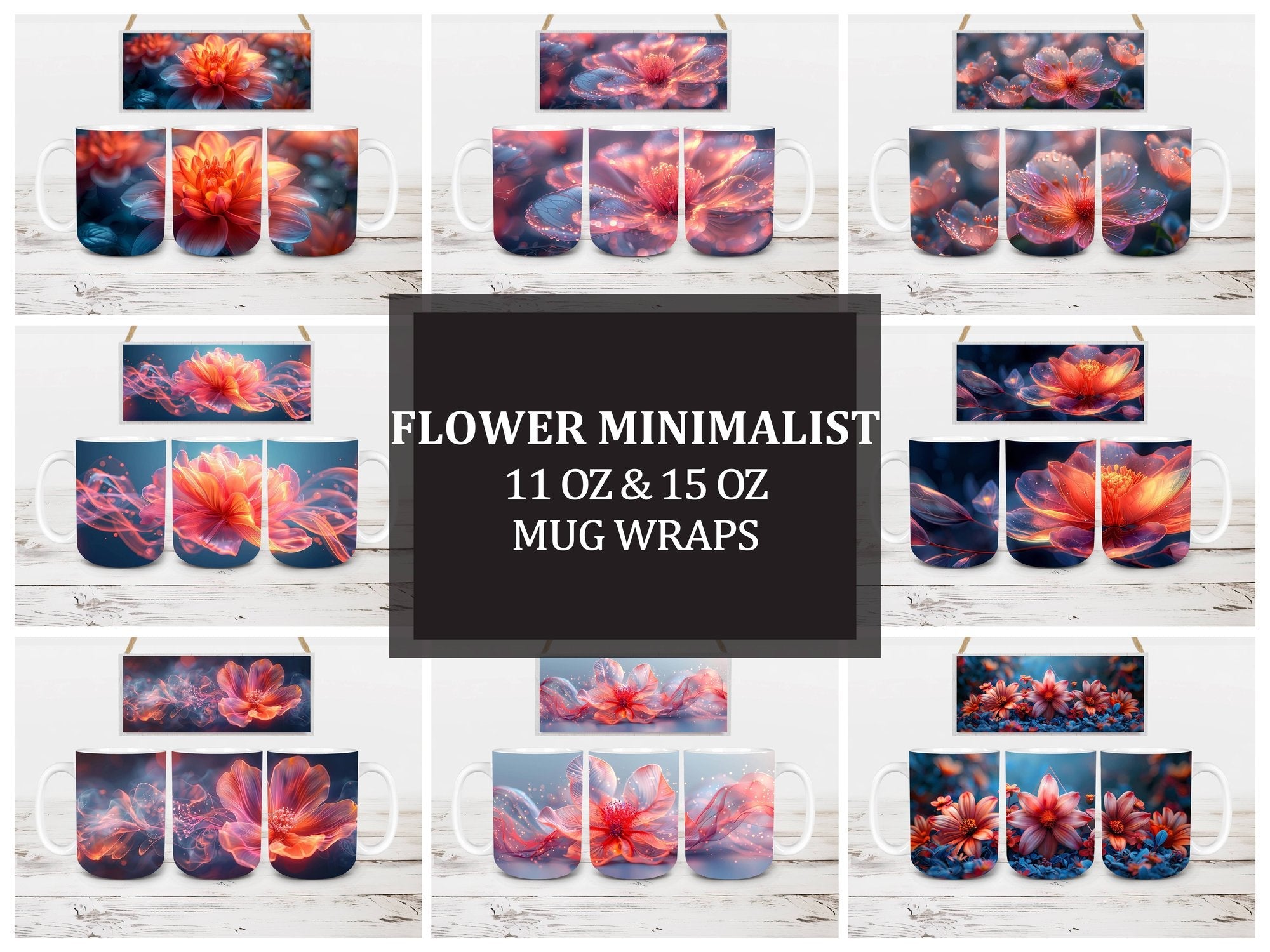 Flower Minimalist 3 Mug Wrap - CraftNest