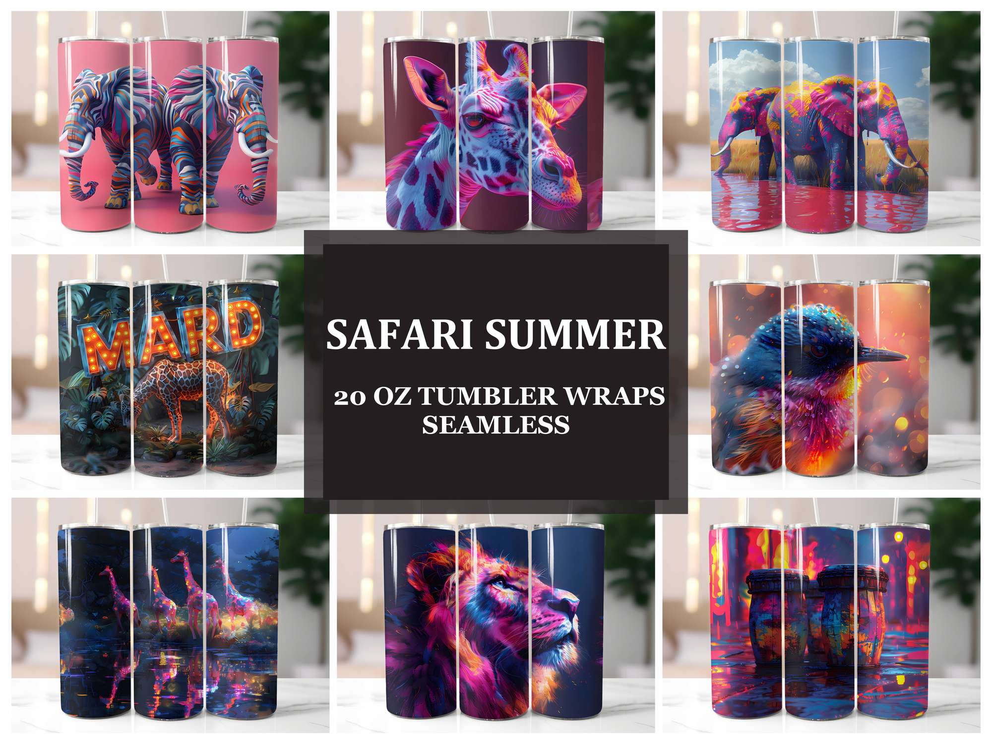 Safari Summer 3 Tumbler Wrap - CraftNest - Digital Crafting and Art