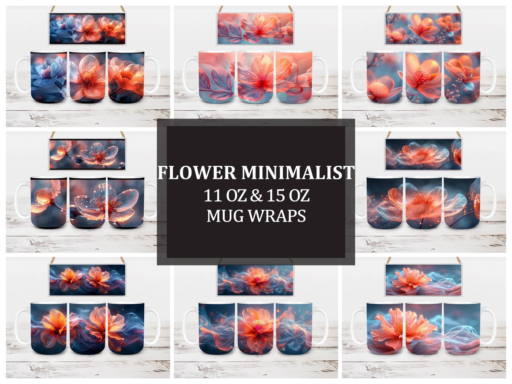 Flower Minimalist 6 Mug Wrap - CraftNest
