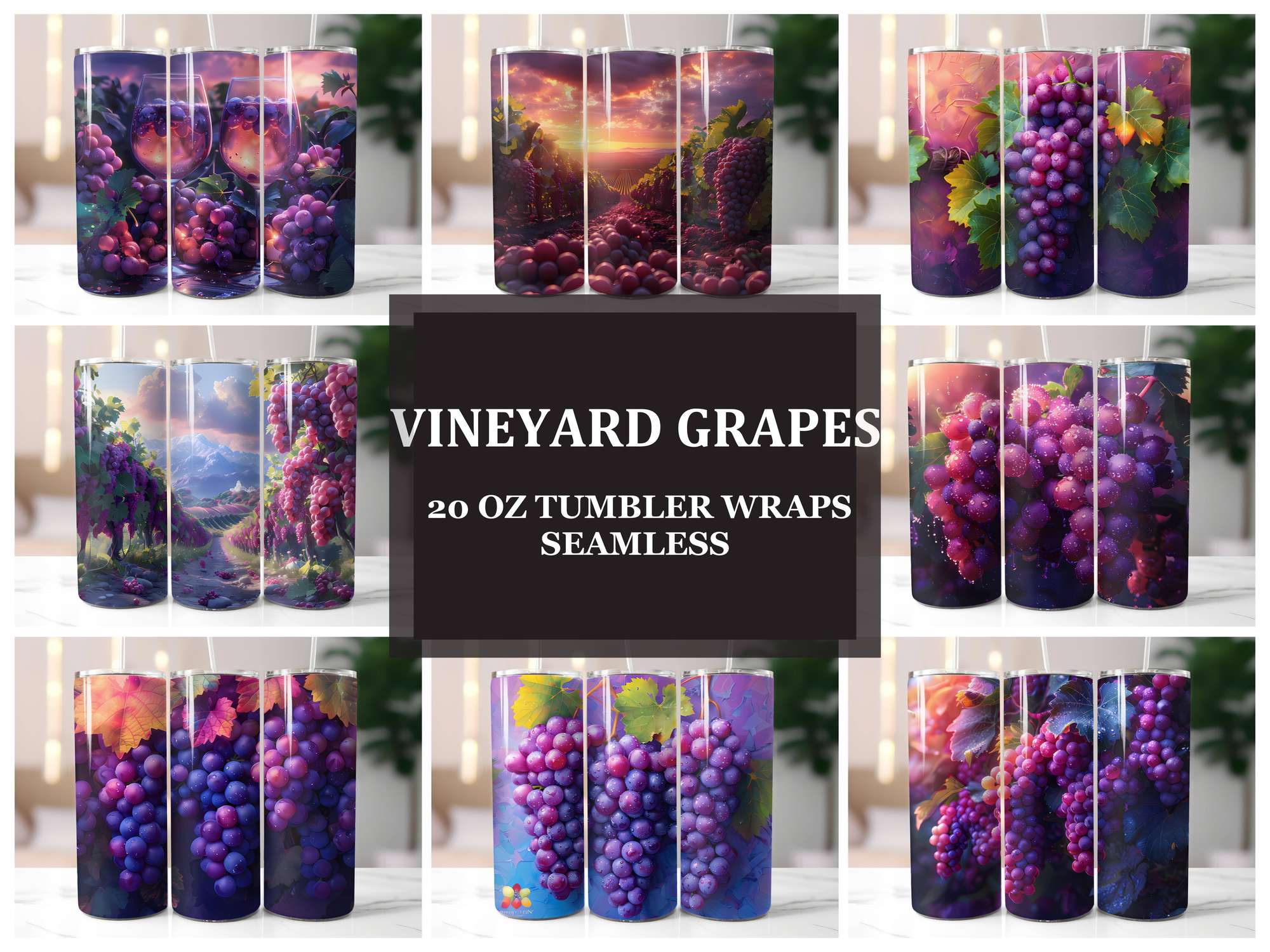 Vineyard Grapes 2 Tumbler Wrap - CraftNest - Digital Crafting and Art