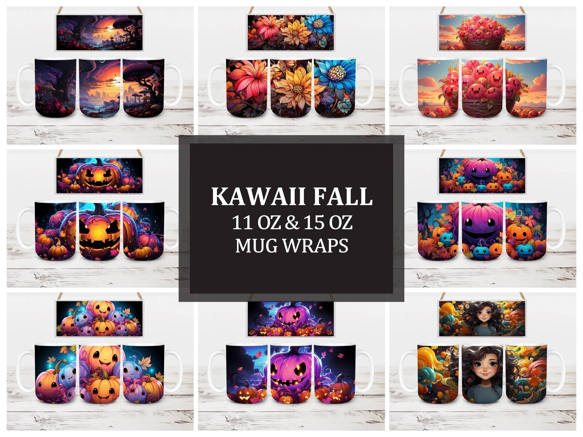 Kawaii Fall 3 Mug Wrap - CraftNest