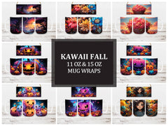 Kawaii Fall 3 Mug Wrap - CraftNest