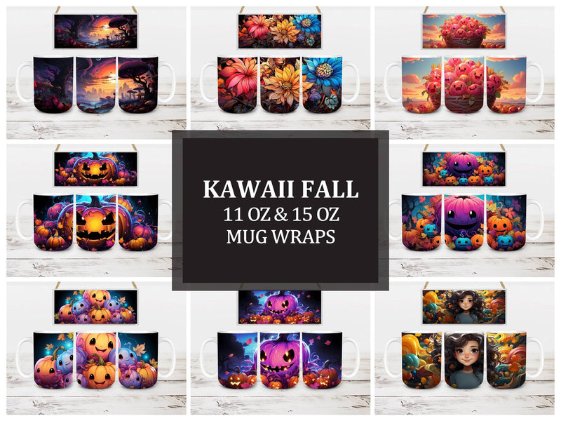Kawaii Fall 3 Mug Wrap - CraftNest