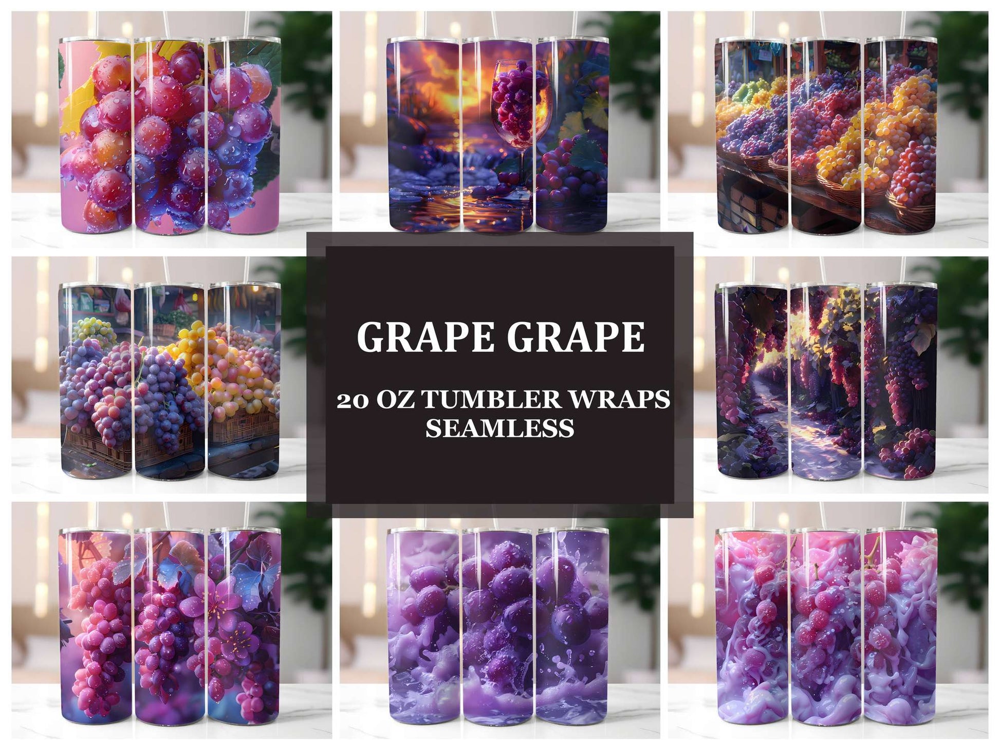Grape 3 Tumbler Wrap - CraftNest - Digital Crafting and Art